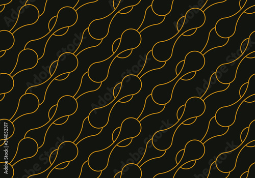 metaballs seamless pattern chains outlined gold black photo