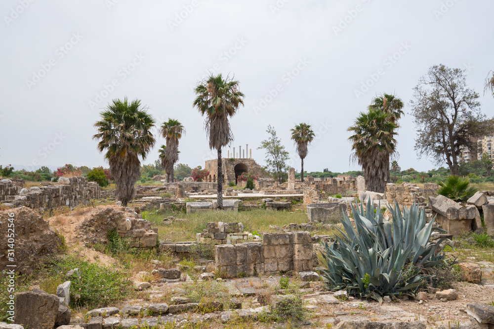 Roman remains in Tyre. Tyre is an ancient Phoenician city. Tyre, Lebanon - June, 2019