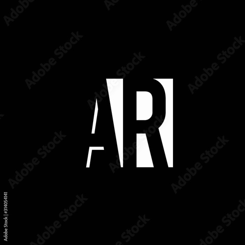 AR logo monogram with negative space designs template