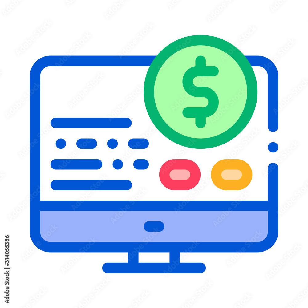 Money Report on Computer Icon Vector. Outline Money Report on Computer Sign. Isolated Contour Symbol Illustration Money Report on Computer Icon Vector. Outline Money Report on Computer Sign. Isolated Contour Symbol Illustration