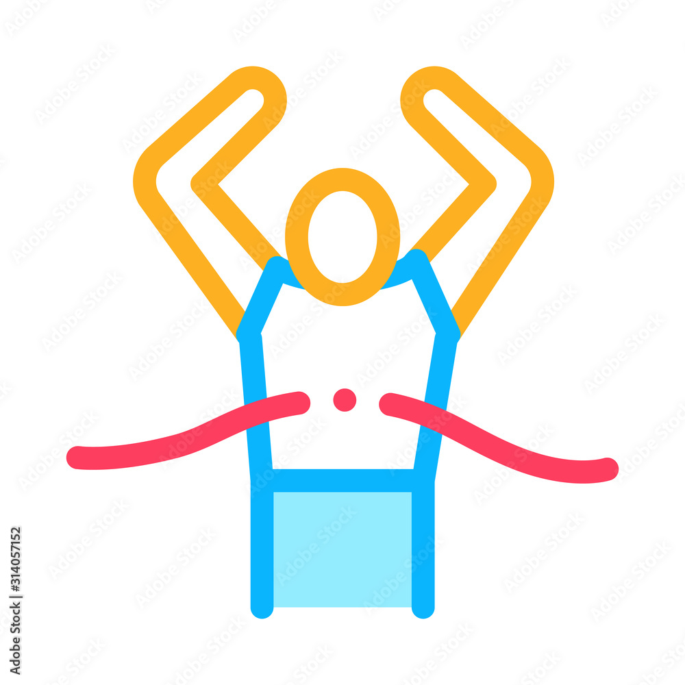 Runner Tearing Ribbon Icon Vector. Outline Runner Tearing Ribbon Sign. Isolated Contour Symbol Illustration Runner Tearing Ribbon Icon Vector. Outline Runner Tearing Ribbon Sign. Isolated Contour Symbol Illustration