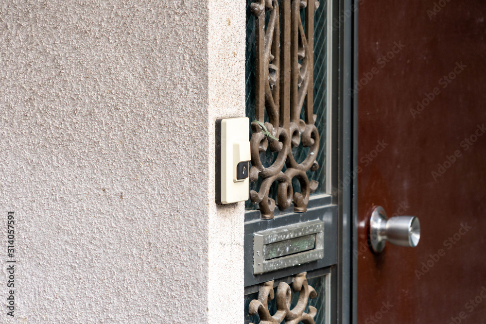 Doorbell is at the entrance of the house in Japan. Doorbell is at the entrance of the house in Japan.