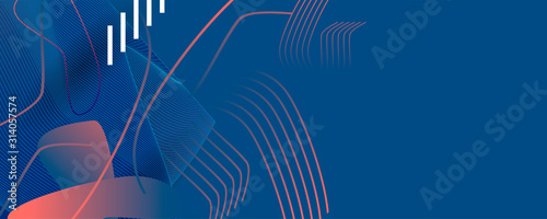 Abstract background futuristic elements on Classic Blue color banner geometric blue gradient texture with lines