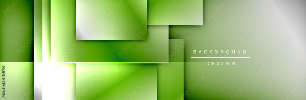 Fototapeta premium Square shapes composition geometric abstract background. 3D shadow effects and fluid gradients. Modern overlapping forms