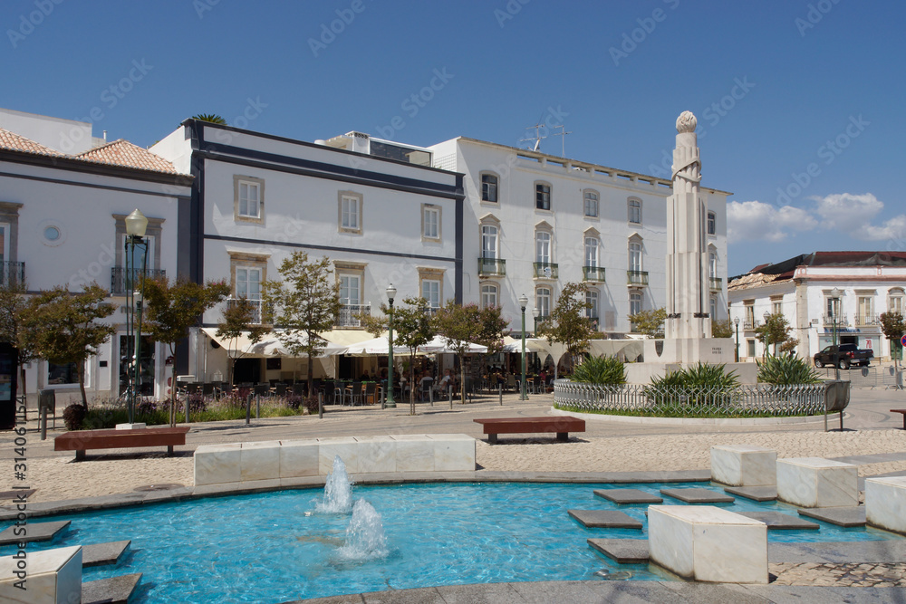 Tavira (Portugal). Republic Square in the village of Tavira in the Algarve region