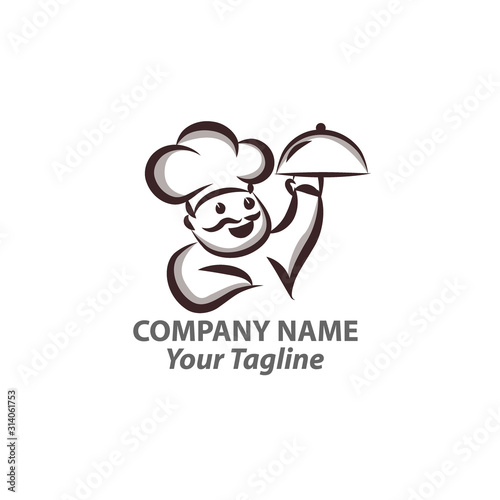 Creative Professional Chef Logo with white background. Can be used for restaurant logo, chef logo, id card, neon box and cooking logo