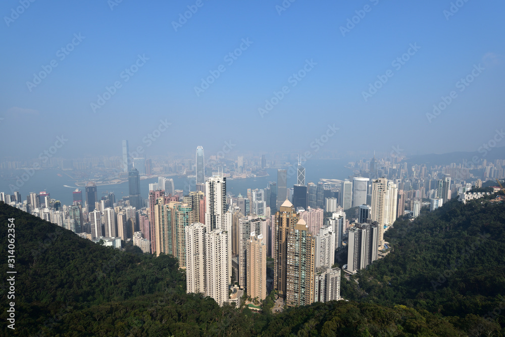 Naklejka premium Bird view from Victoria peak, Hong Kong