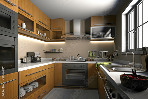 3d render og home kitchen