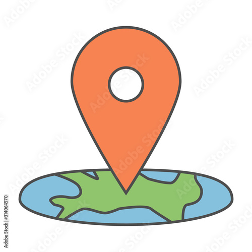 Pin icon with a map flat vector illustration design