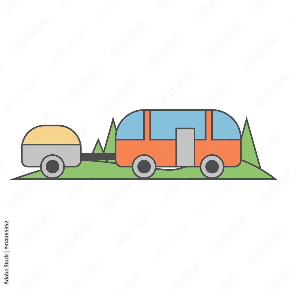 Car trailer house traveling icon