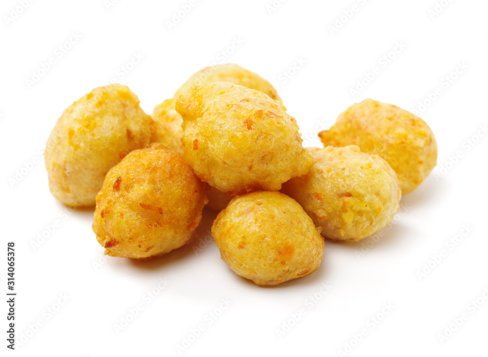 Croquette is food from potato wadding containing minced meat that is seasoned and mixed with vegetables. Indonesia, jajanan on white Croquette is food from potato wadding containing minced meat that is seasoned and mixed with vegetables. Indonesia, jajanan on white