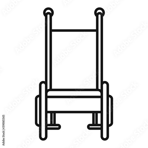 Front view wheelchair icon. Outline front view wheelchair vector icon for web design isolated on white background