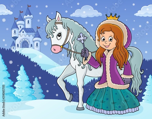 Winter princess with horse image 2