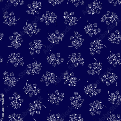  seamless pattern of flowers bells hand-drawn  vector illustrations eps10. 