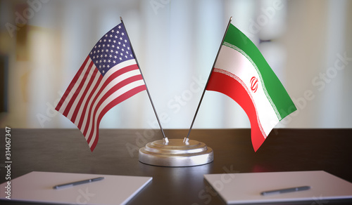 USA and Mexican flags on table. Negotiation between Mexico and United States. 3D rendered illustration.