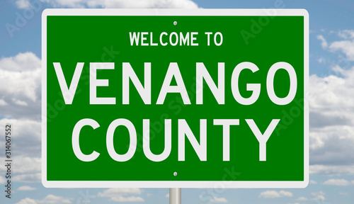 Rendering of a green 3d sign for Venango County photo