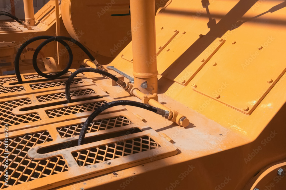 Drilling rig, equipment at site of oil drilling.