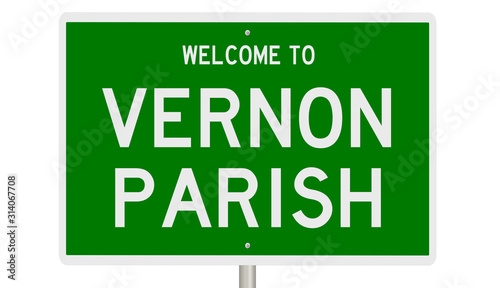 Rendering of a green 3d sign for Vernon Parish in Louisiana photo