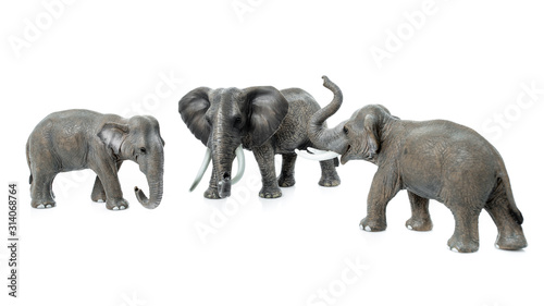 Elephant Family  isolated on white background.  elephant toys