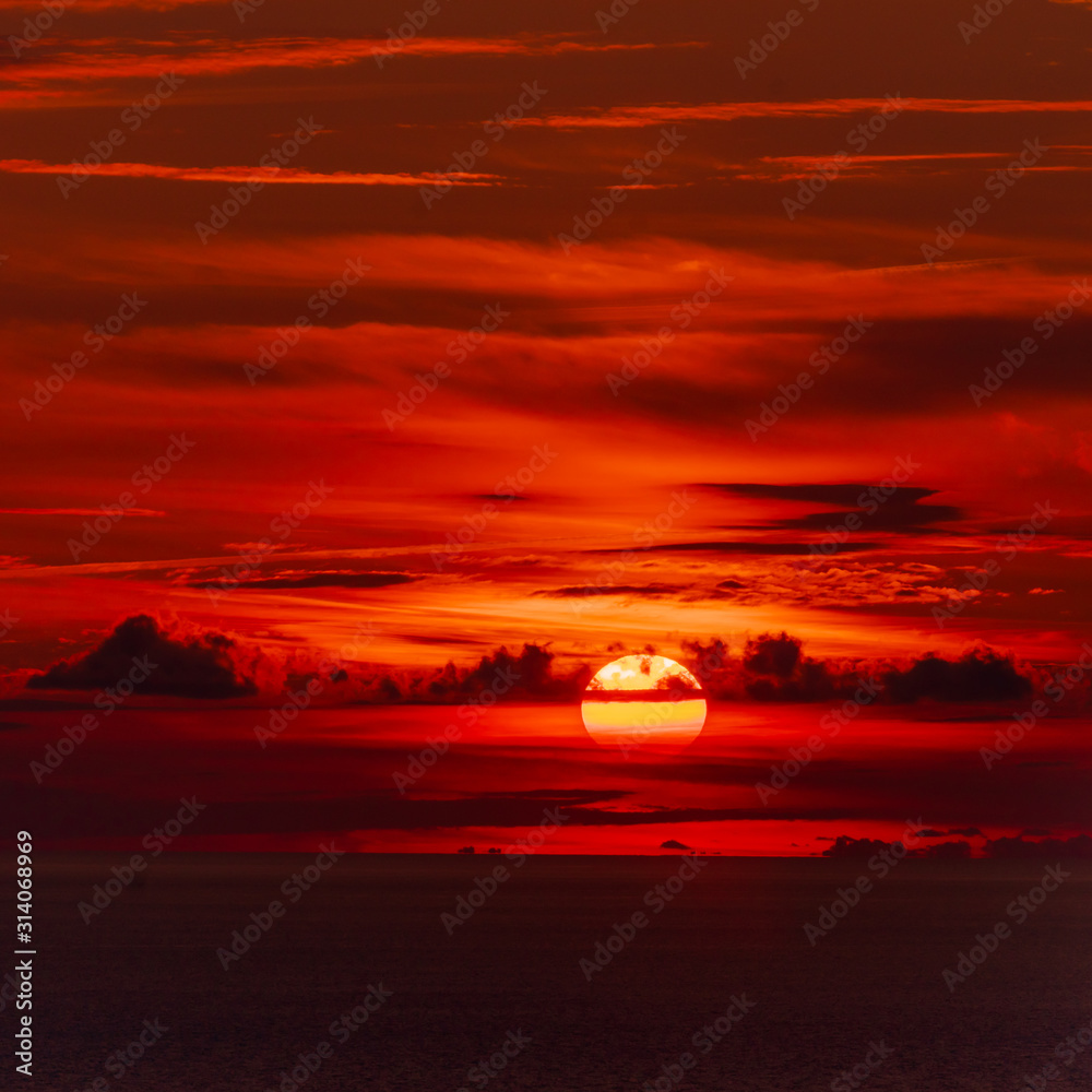 Beautiful sky. red sunlight lighting the clouds softly Beautiful sky. red sunlight lighting the clouds softly
