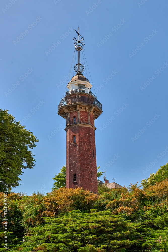 Old historic lighthouse, Baltic Sea. Port of Gdansk, Poland