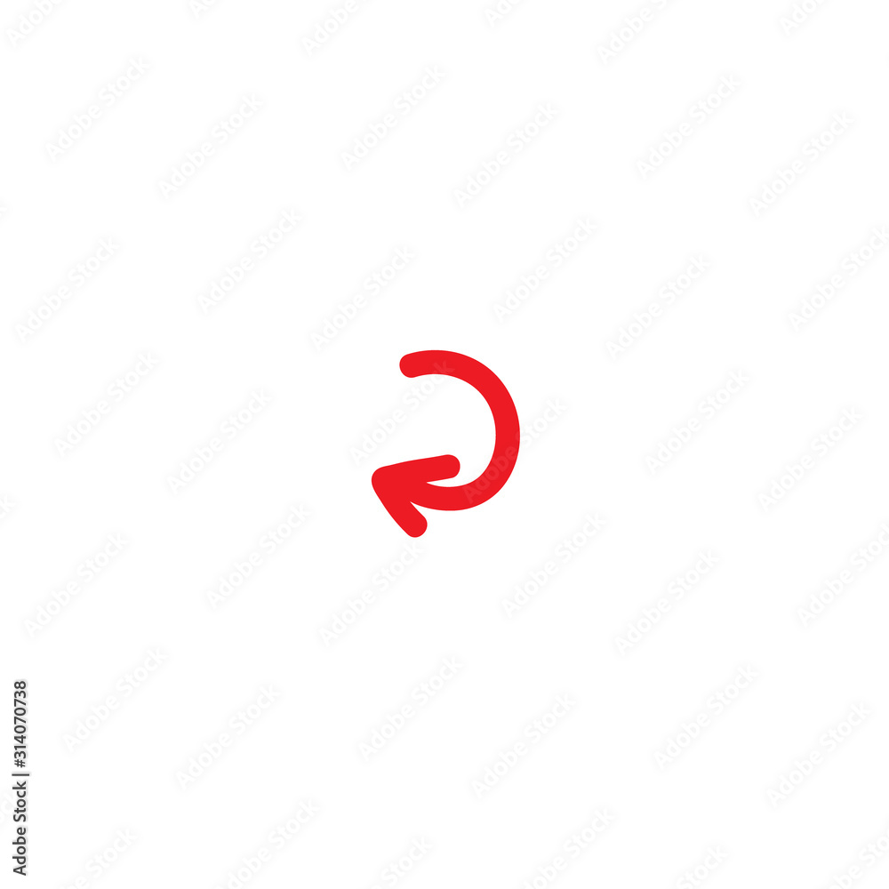 refresh or repeat hand drawn icon. red round rotation arrow isolated on white. refresh or repeat hand drawn icon. red round rotation arrow isolated on white.