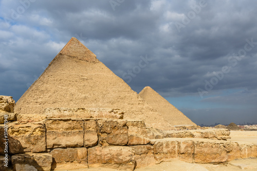 The great pyramids in Giza plateau. Cairo  Egypt