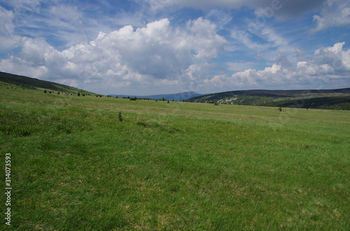 Czech mountain landscape in summer - Lucni bouda, Bila louka - Krkonose, Czech Republic