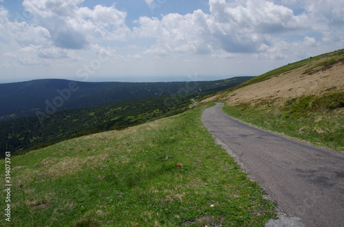 Czech mountain landscape in summer -  Lucni bouda, Bila louka - Krkonose, Czech Republic photo