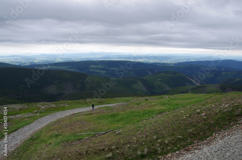 Fototapeta Naklejka Na Ścianę i Meble -  View of landcape from the Snezka hill in summer, Krkonose - Czech Republic