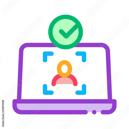 Laptop Person Identity Icon Vector. Outline Laptop Person Identity Sign. Isolated Contour Symbol Illustration