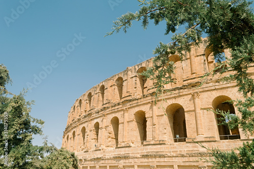 Landmark Tunisia Roman amphitheater in El Jem, Unesco world heritage