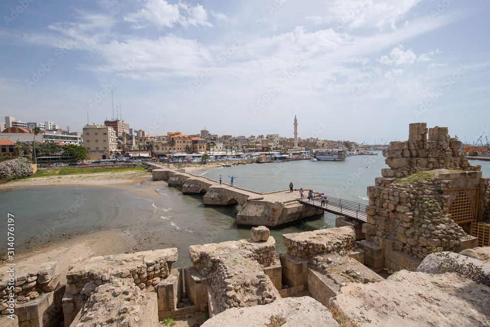 View of Sidon from Sidon Sea Castle. Lebanon - June, 2019