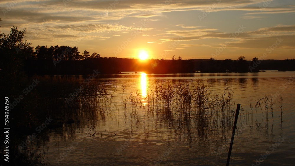 Sunrise on lake (Lough Derg) from Canoe