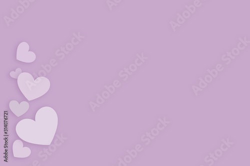 Transparent hearts of different sizes with a shadow on the left in the corner on a lilac-purple background. Vector illustration for valentines day © MariiaDemchenko