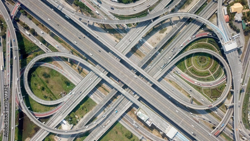 Aerial view highway traffic