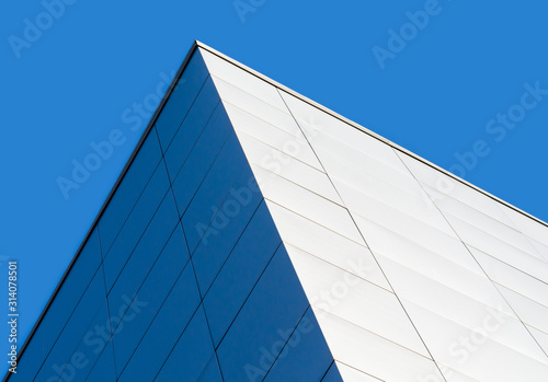 fragment corner of a modern building on a blue background