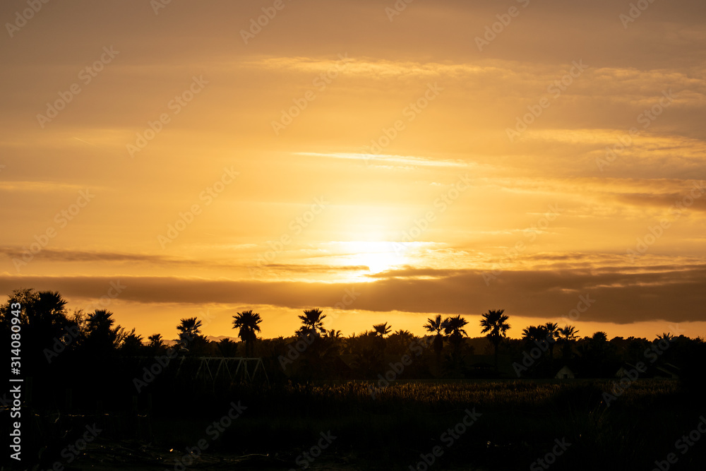 Winter sunset at the beach.