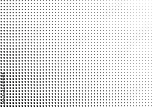 Abstract halftone dotted background. Monochrome pattern with stars. Vector modern futuristic texture for posters, sites, business cards, postcards, labels and stickers. Design mock-up layout.