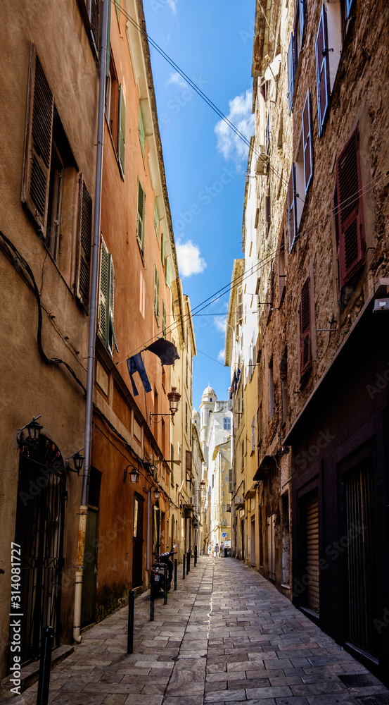 narrow street in old town of Bastia
