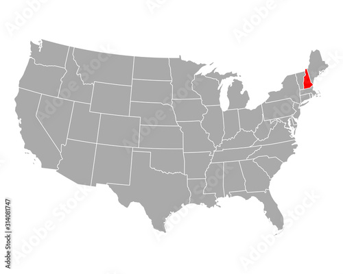 Karte von New Hampshire in USA