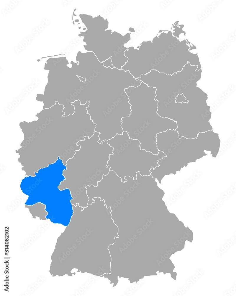 Karte von Rheinland-Pfalz in Deutschland