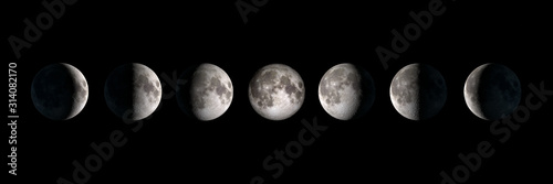 Moon phases, panoramic composite image. Elements of this image are provided by NASA
