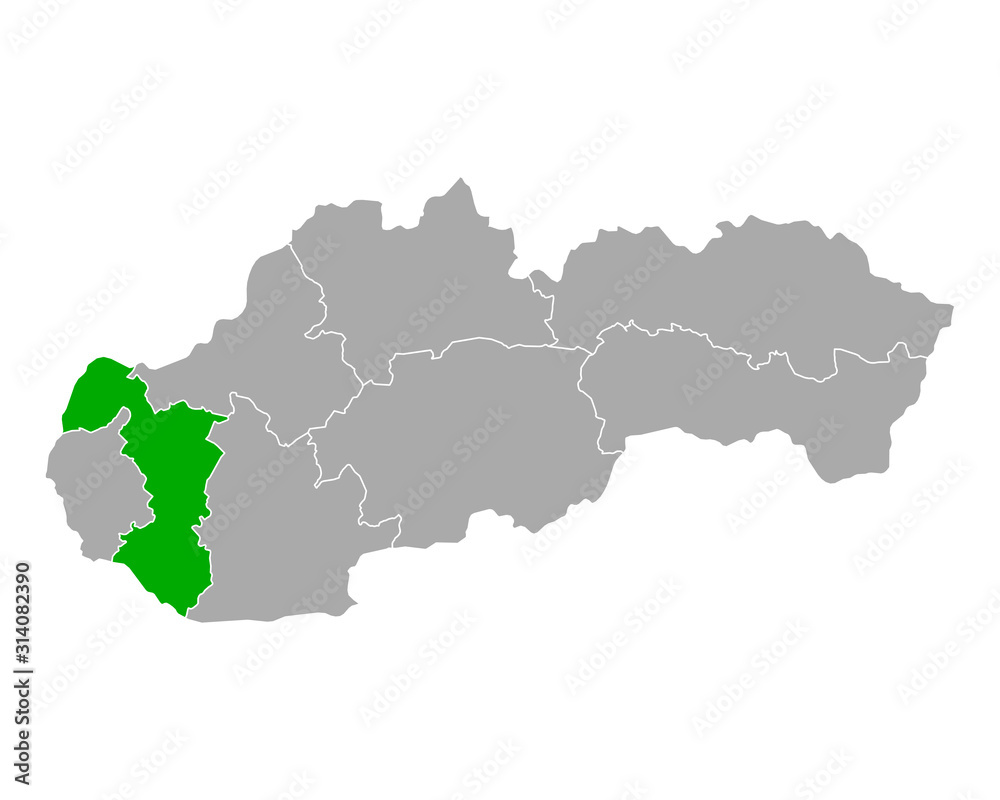 Karte von Trnavsky kraj in Slowakei