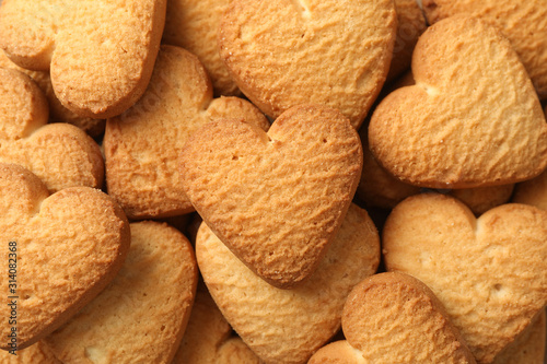 Texture of heart shaped cookies, close up