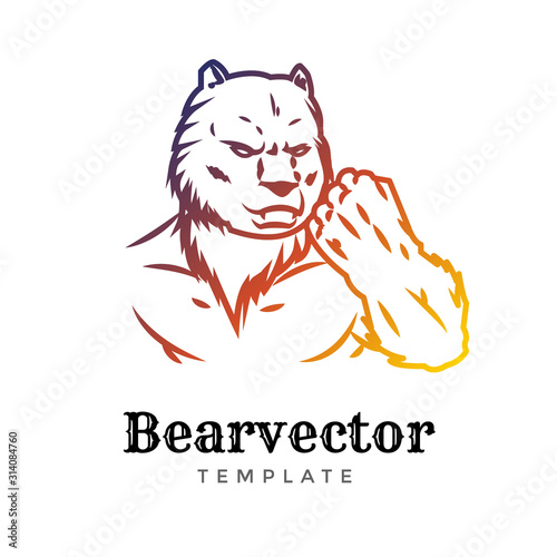 Bear sport vector logo concept isolated on white background. Modern predator professional team badge design. Premium quality wild animal t-shirt tee print illustration