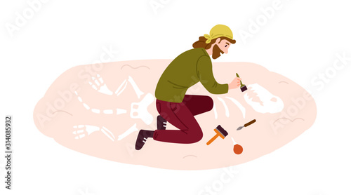 Archeology, paleontology flat vector illustration