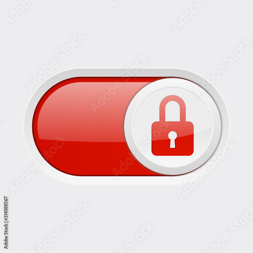 Closed button. Toggle switch red button