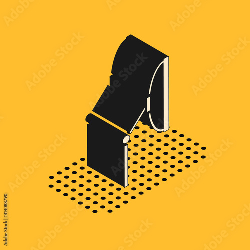 Isometric Windscreen wiper icon isolated on yellow background. Vector Illustration