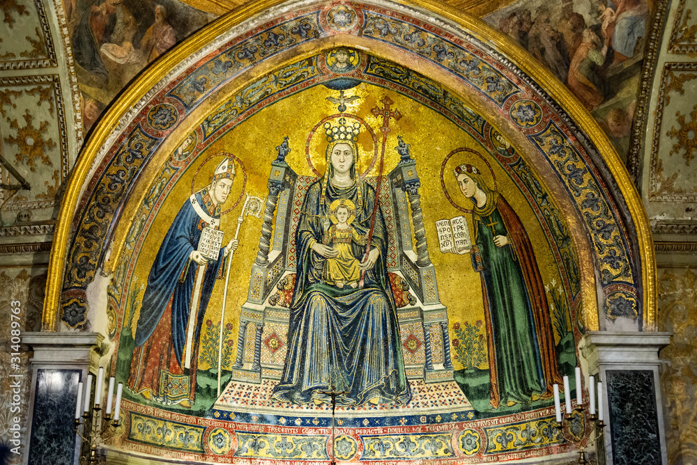 Mosaic of Basilica of Santa Restituta in Cathedral Duomo di San Gennaro, Naples, Italy
